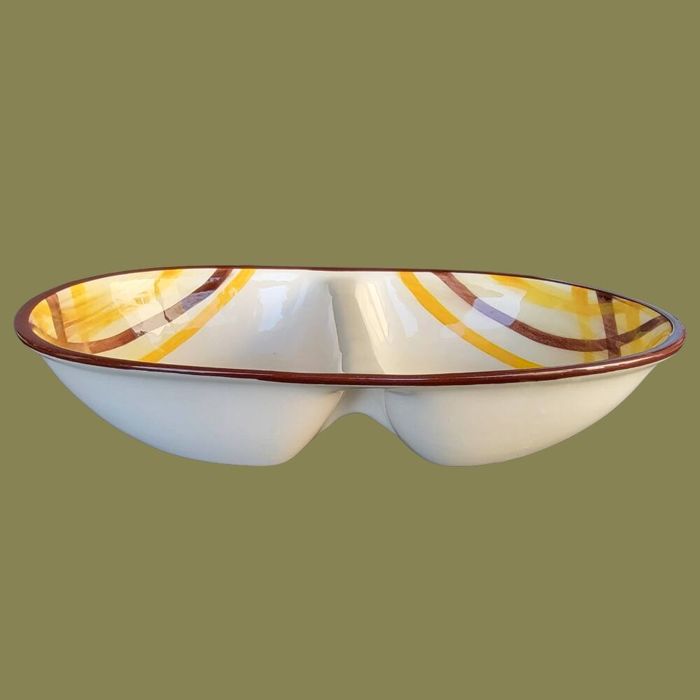 Vintage 1940s Vernonware "Homespun" Divided Serving Dish